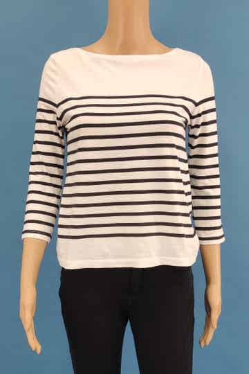 Mango Shirt 3/4 Arm schwarz/weiß gestreift Gr. S (36)