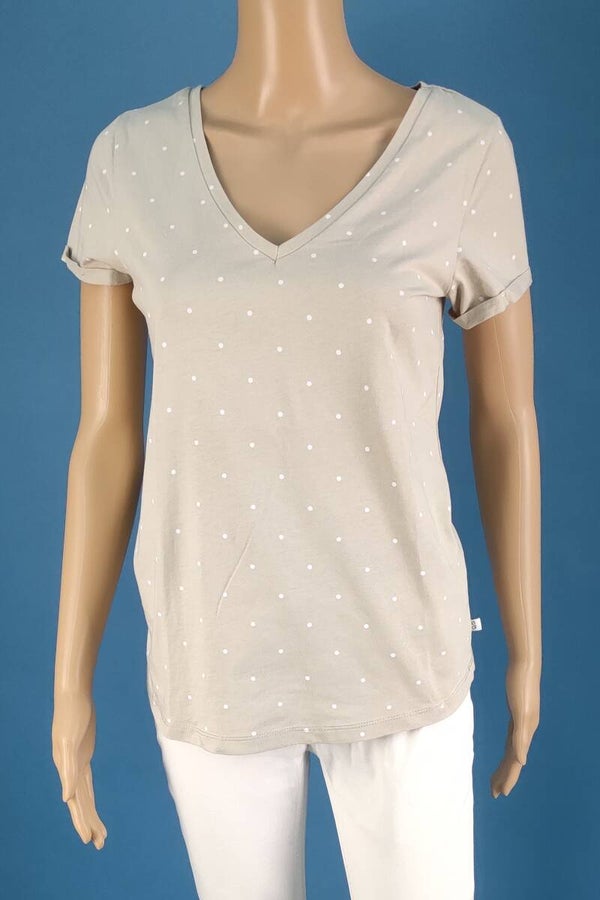 Esprit Shirt kurzarm beige gepunktet Gr. S (36)