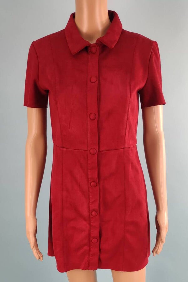 Zara Kleid kurzarm weinrot Gr. S (36)
