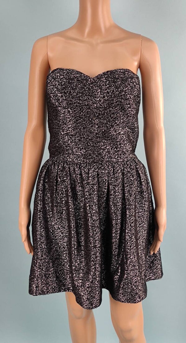 Superdry Abendkleid schulterfrei schwarz/silber Gr. L (40) NEU