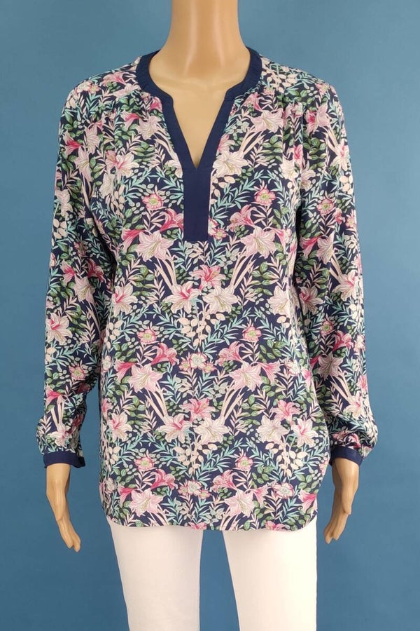 Esprit Bluse langarm dunkelblau/bunt Gr. M (38)