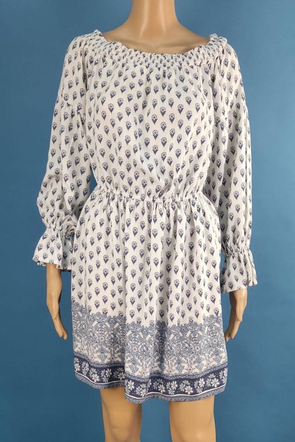 Hollister Kleid langarm blau/weiß Gr. M (38)
