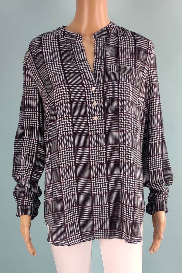Tommy Hilfiger Bluse langarm schwarz/weiß Gr. M (38)