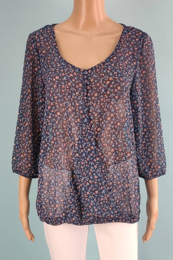 Esprit Bluse 3/4 Arm dunkelblau/rosa Gr. M (38)