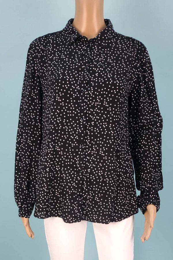 Gerry Weber Bluse langarm schwarz/weiß gepunktet Gr. L (40)