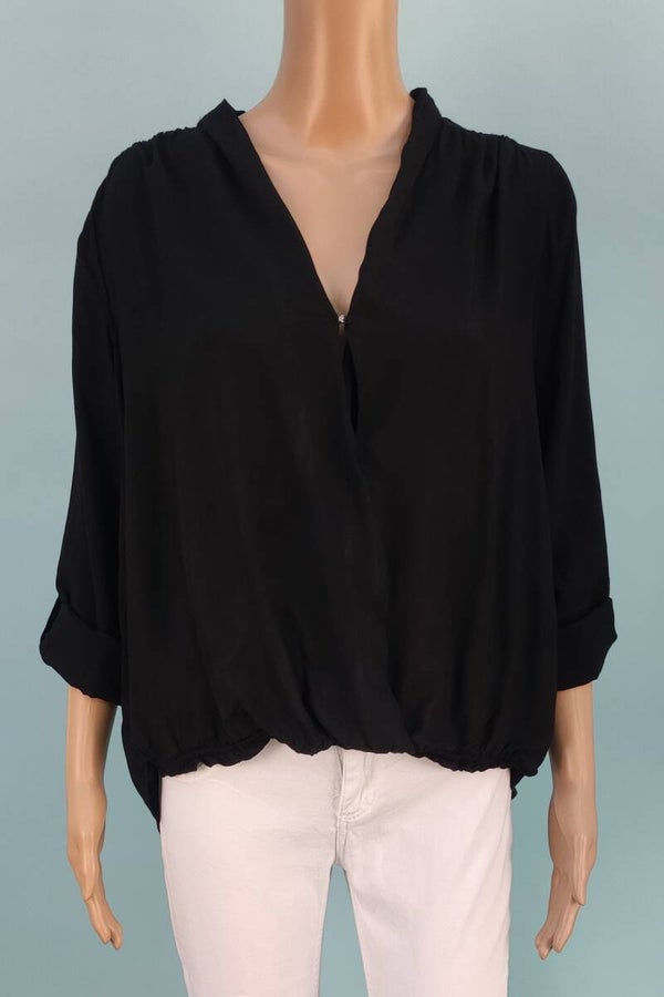 Cotton Bluse langarm schwarz Gr. S (36)