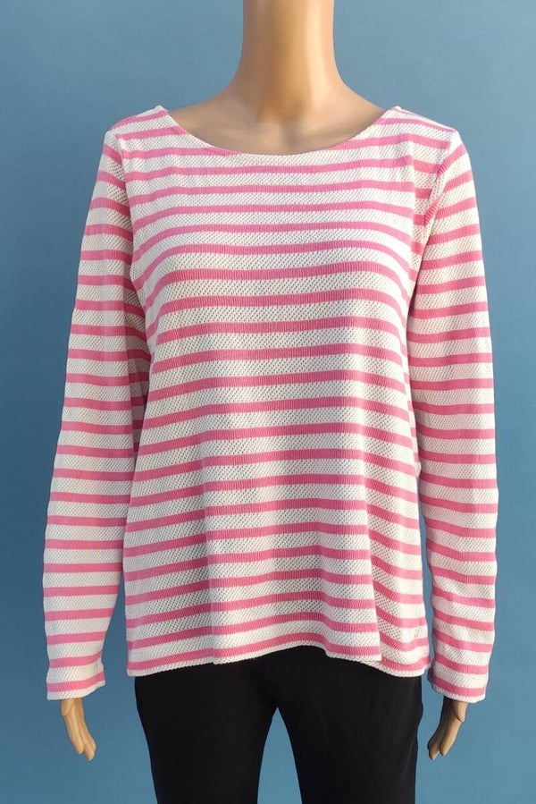 Marc O'Polo - Pullover rosa/weiß gestreift Gr. M (38)