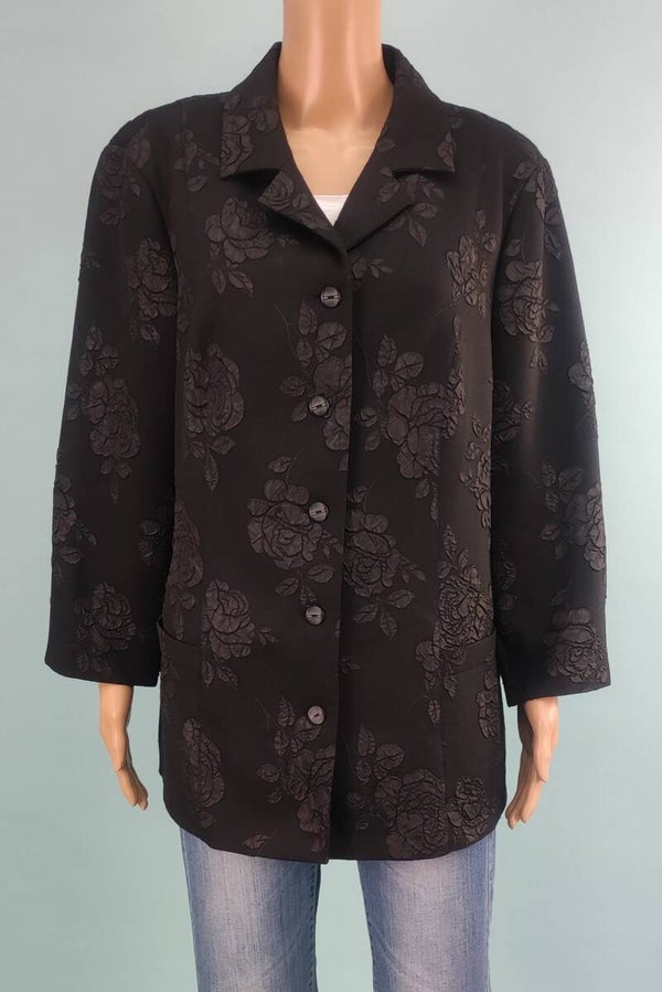 Karlsbader Blazer schwarz Rosenmuster Gr. 3XL (46)