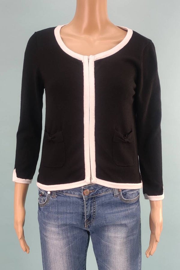 Sfera Strickjacke schwarz/weiß Gr. S (36)