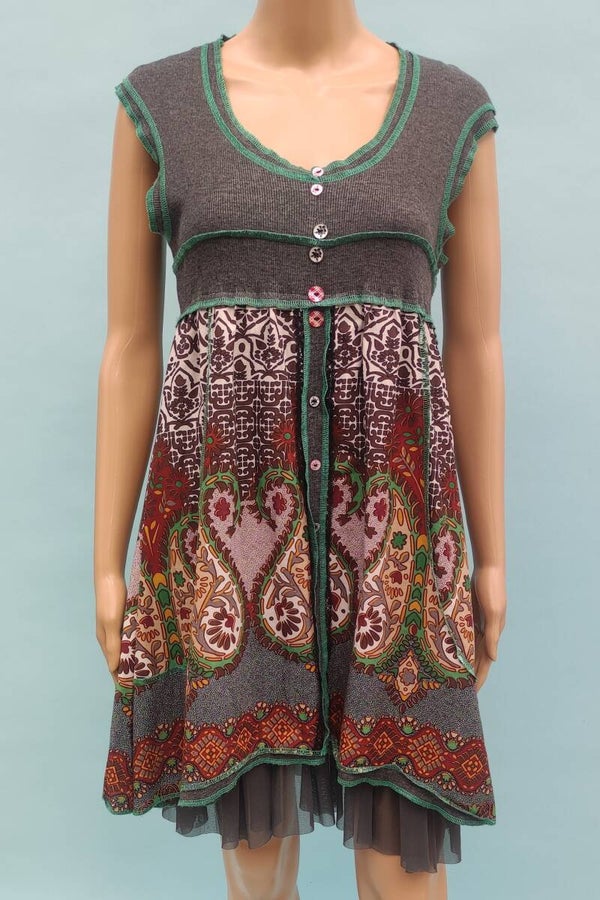 Sensation Kleid kurzarm grau/mehrfarbig Gr. XS (34)
