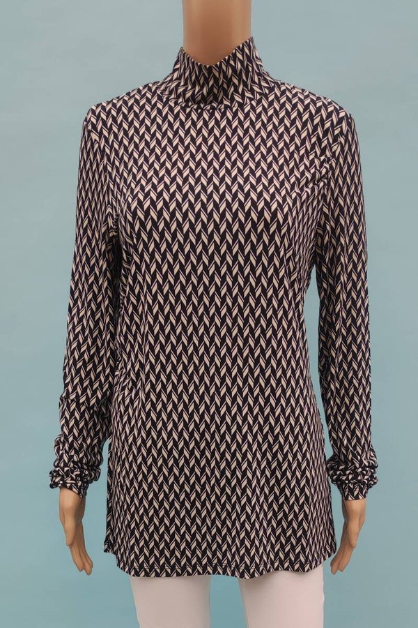 Oui Shirt langarm Rollkragen schwarz/weiß Gr. XL (42) NEU