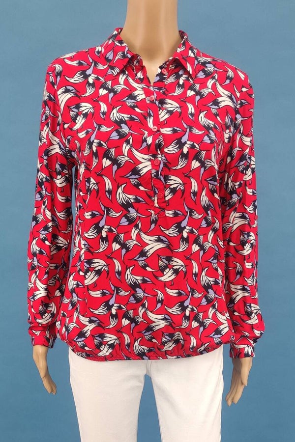 Tom Tailor Bluse langarm rot/weiß Gr. M (38)