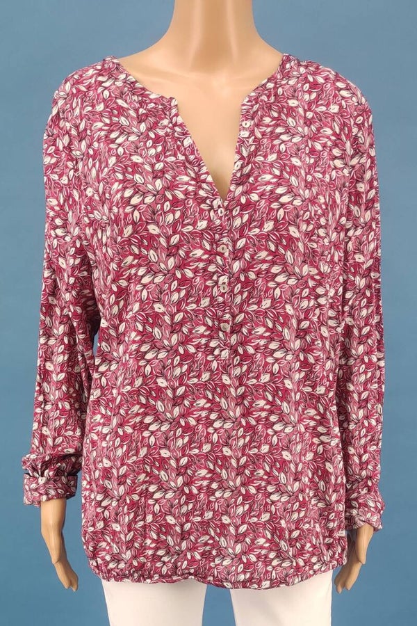 Tom Tailor Bluse langarm beere/weiß Gr. XXXL (46)