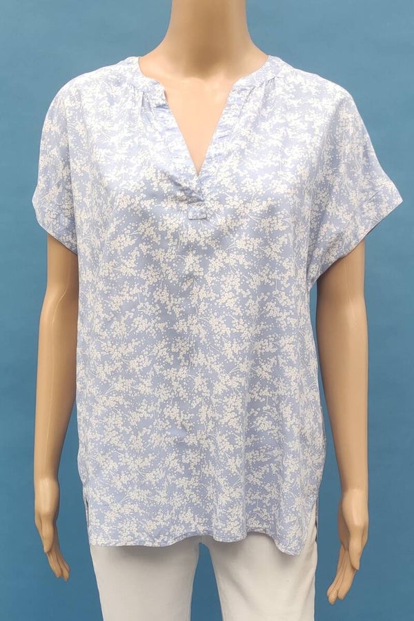 Esprit Bluse kurzarm hellblau/weiß Gr. M (38)