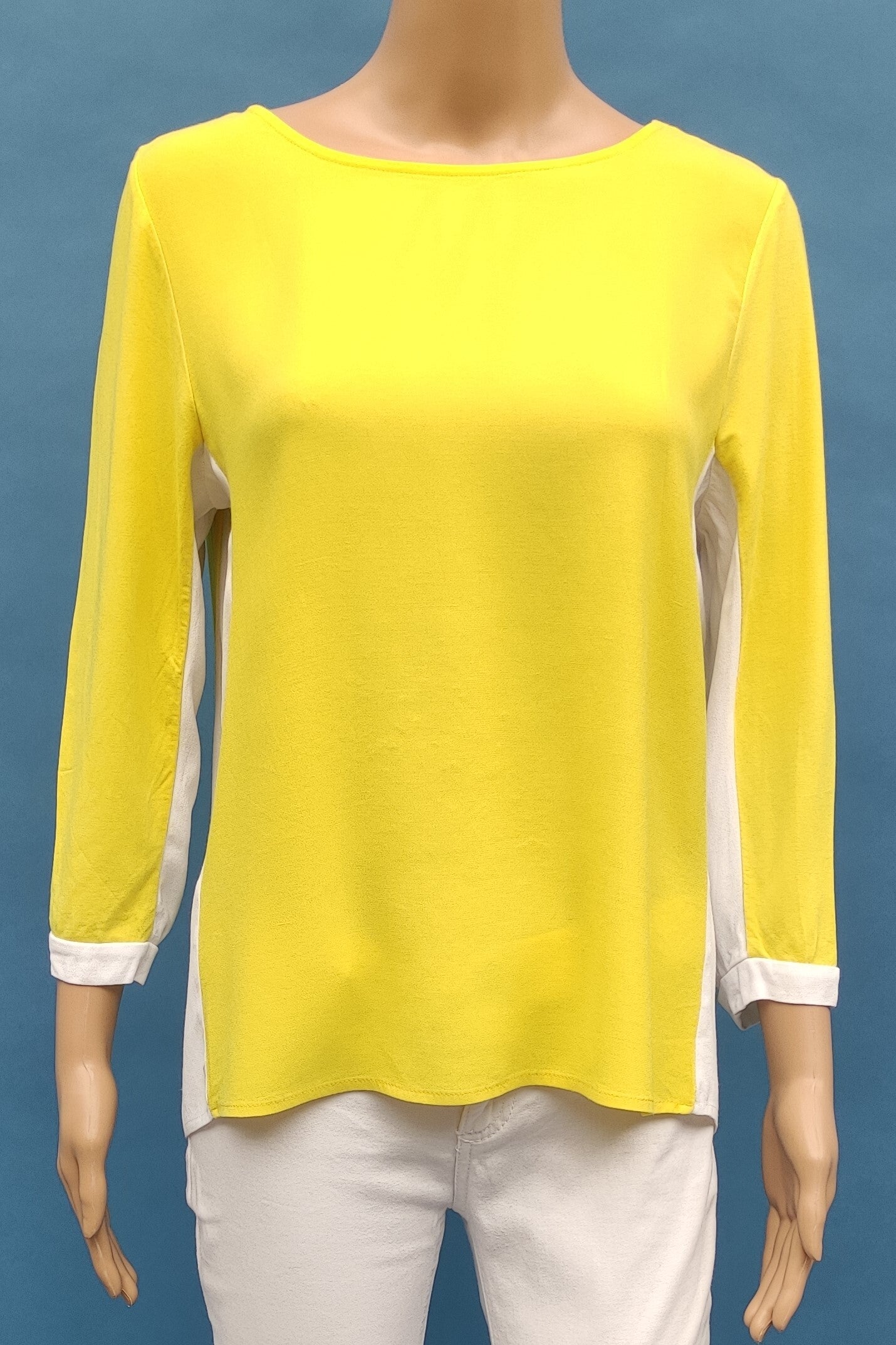 Street One Bluse 3/4 Arm gelb/weiß Gr. M (38)