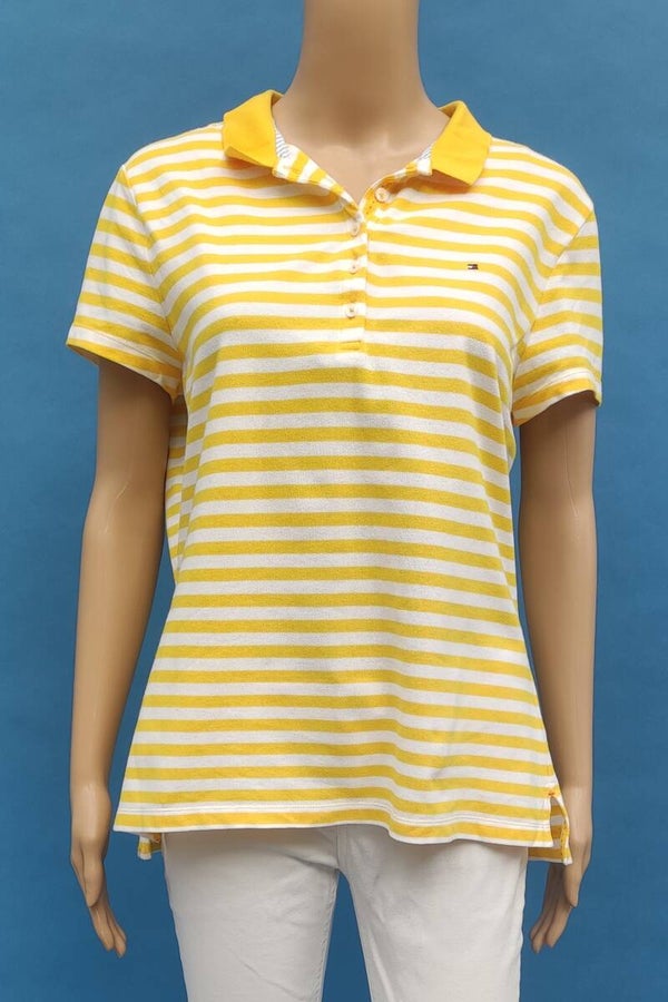Tommy Hilfiger Poloshirt kurzarm gelb/weiß gestreift Gr. XXL (44)