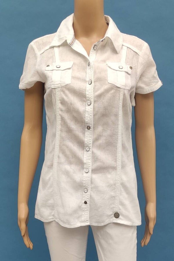 Soccx Bluse kurzarm weiß Gr. M (38)