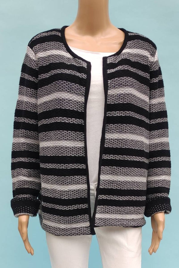 Montego Strickjacke schwarz/weiß Gr. XXL (44)