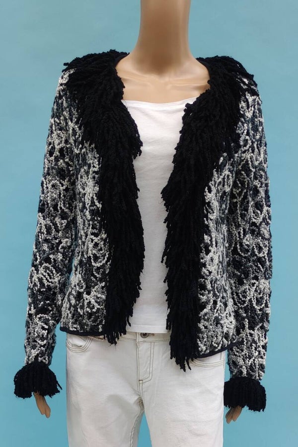 Biba Strickjacke schwarz/weiß Gr. S (36)