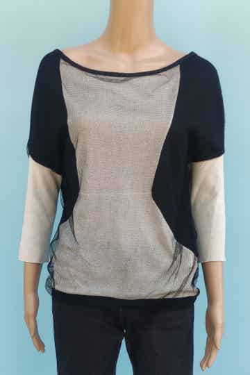 No-Na` Pullover 3/4 Arm schwarz/beige Gr. L (40)