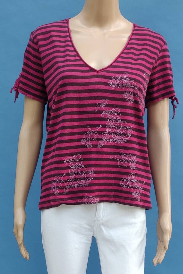 Esprit Shirt kurzarm beere gestreift Gr. XL (42)