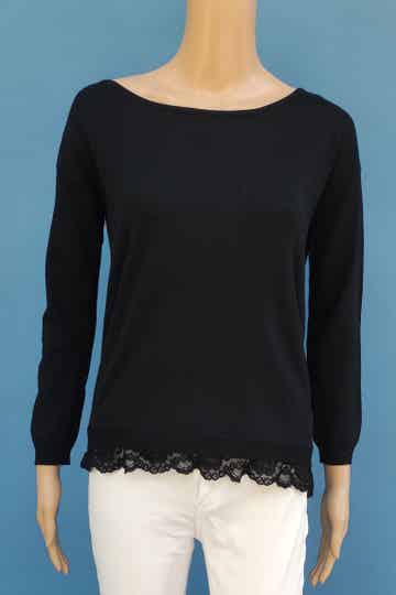 NAF NAF Spitzen Pullover 3/4 Arm schwarz Gr. S (36)