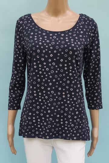 Esprit 3/4 Langarmshirt dunkelblau mit Kreisen Gr. M (38)