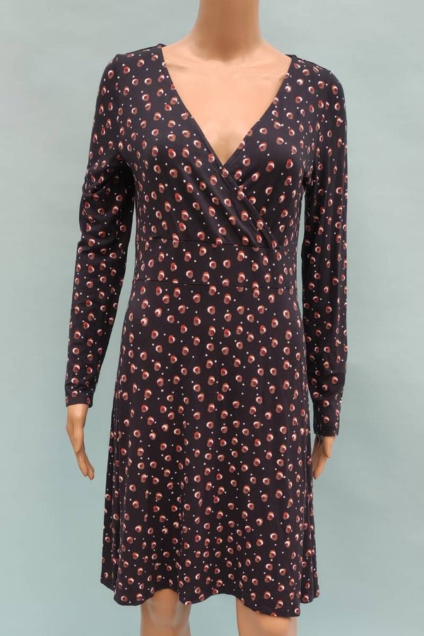 Quiero! Kleid langarm schwarz Kreismuster Gr. M (38)