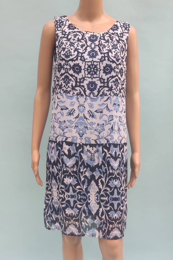 Tom Tailor Kleid ärmellos blau/weiß Gr. M (38)