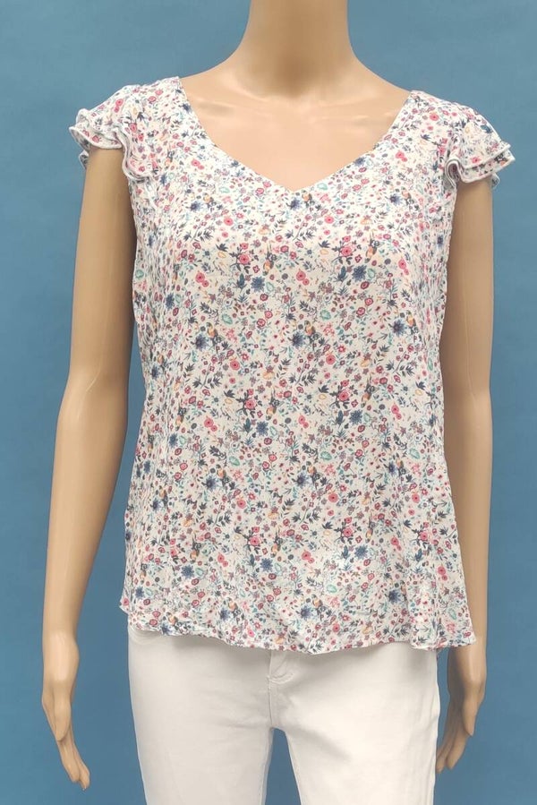Esprit Bluse kurzarm weiß/bunt Gr. S (36)