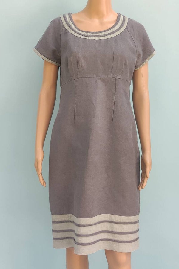 Boden Leinen Kleid kurzarm grau Gr. M (38)