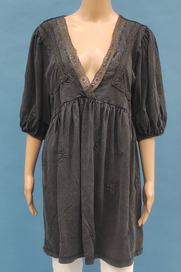 Asos Tunika Blusenkleid 3/4 Arm anthrazit Gr. L (40)