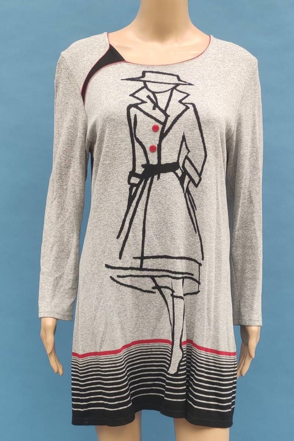 Mariposa Langarmkleid grau Gr. XL (42)