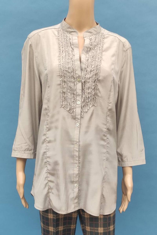 Epister Satinbluse 3/4 Arm grau Gr. XXL (44) NEU