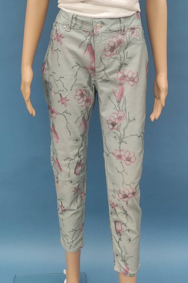 Lascana Jeanshose slim fit hellgrün Blumenmuster Gr. M (38)
