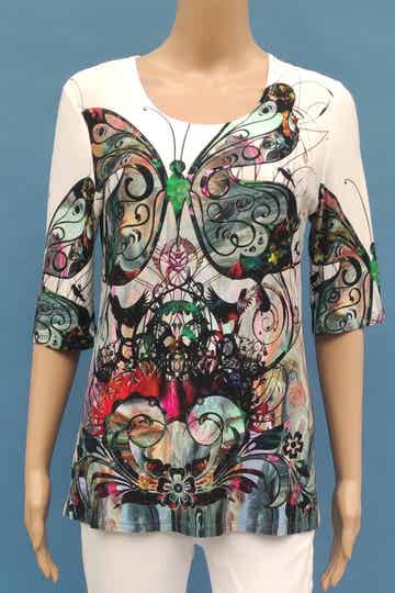 Rainbow Shirt 3/4 Arm weiß/bunt Gr. M (38)