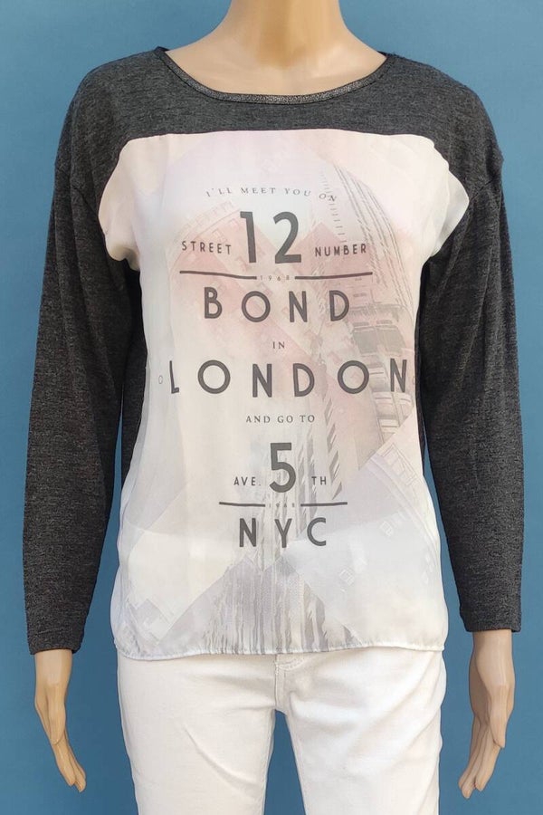 Esprit Shirt langarm grau/mehrfarbig Gr. XS (34)