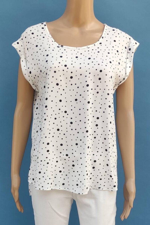 Vero Moda Bluse kurzarm weiß/schwarz gepunktet Gr. S (36)