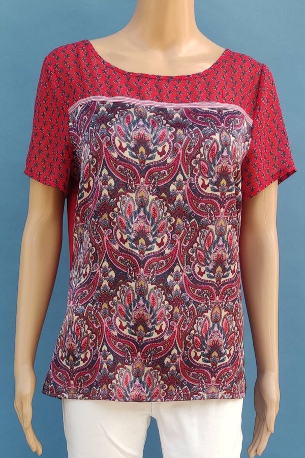 Tramontana Bluse kurzarm rot/bunt Gr. M (38)