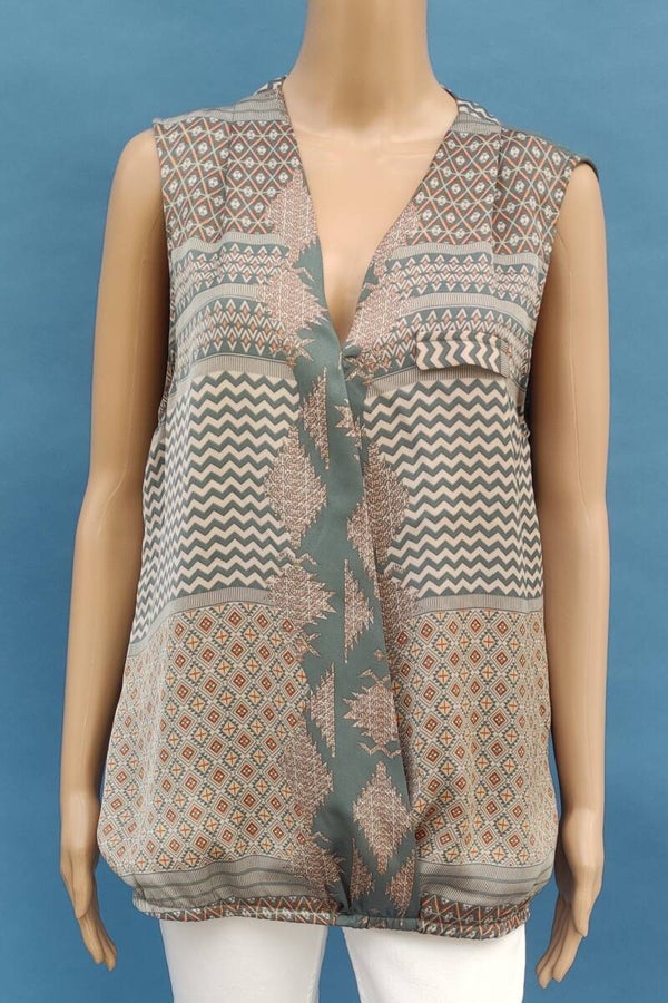 Vero Moda Bluse ärmellos grün/orange Gr. XL (42)