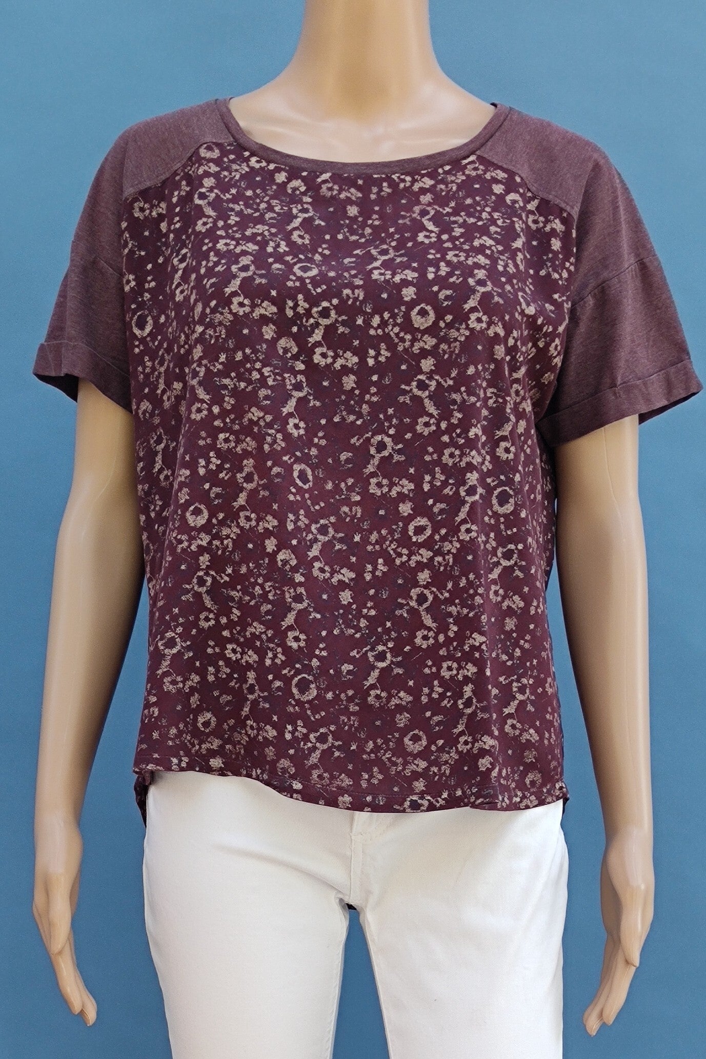 Esprit Blusen Shirt burgunderrot mit Muster Gr. M (38)