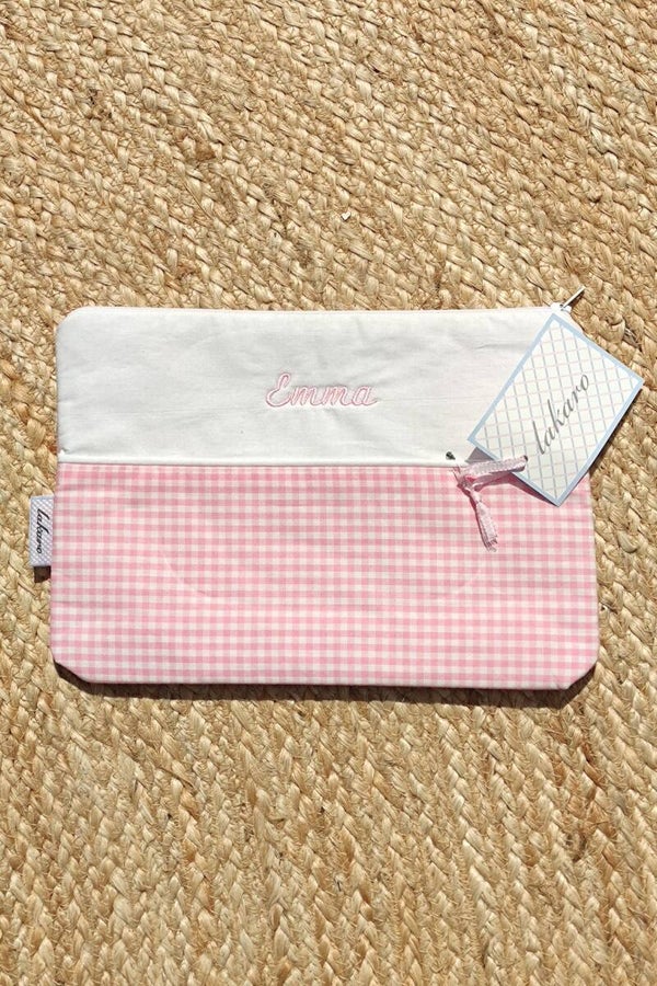 Lakaro Kosmetiktasche rosa/weiß kariert "Emma" NEU
