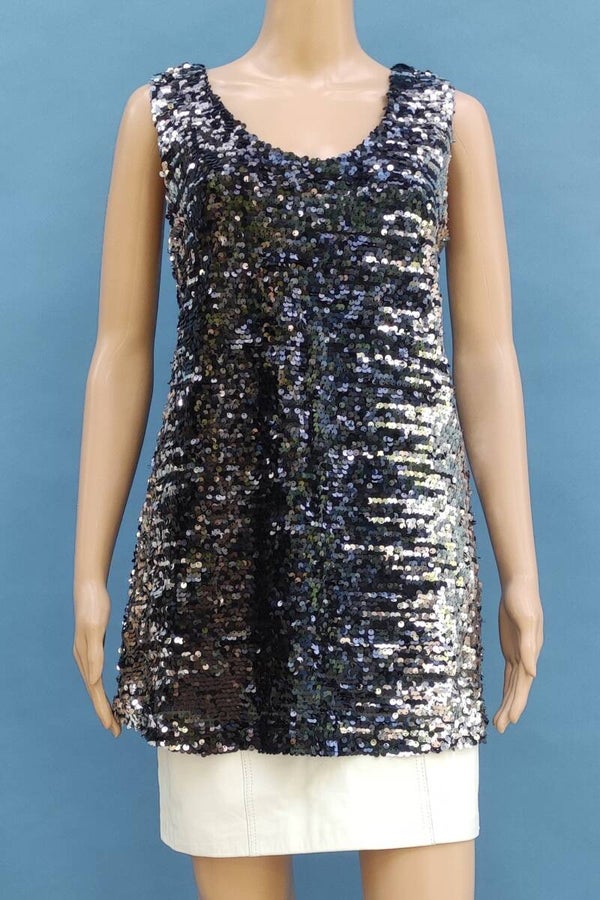 Esmara by Heidi Klum Pailletten Top schwarz/silber Gr. XXL (44)