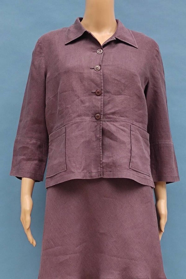 Leinenbluse 3/4 Arm lila Gr. S (36)