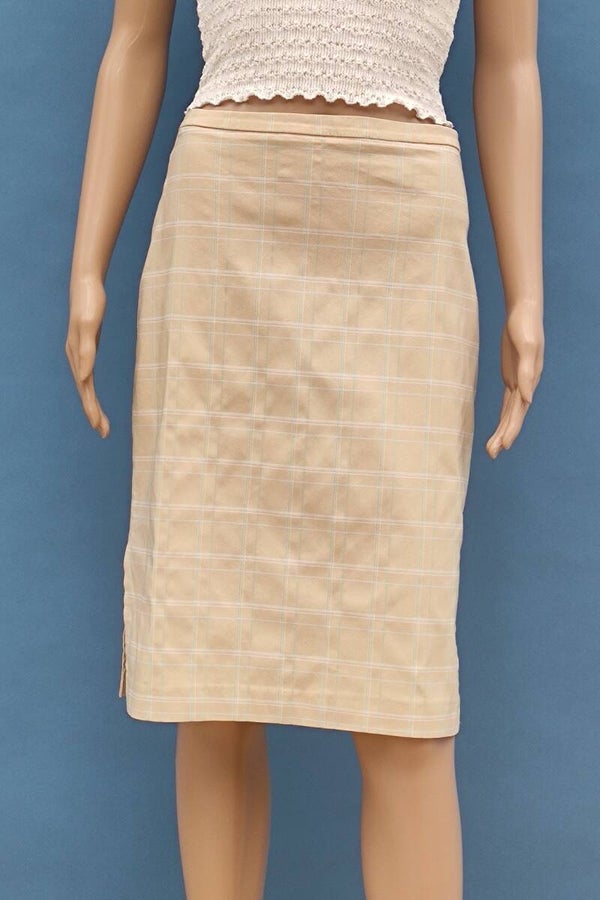 Hennes Stretch Stiftrock beige kariert Gr. M (38)