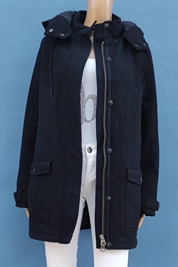 Pepe Jeans Woll Mantel schwarz Gr. XL (42)