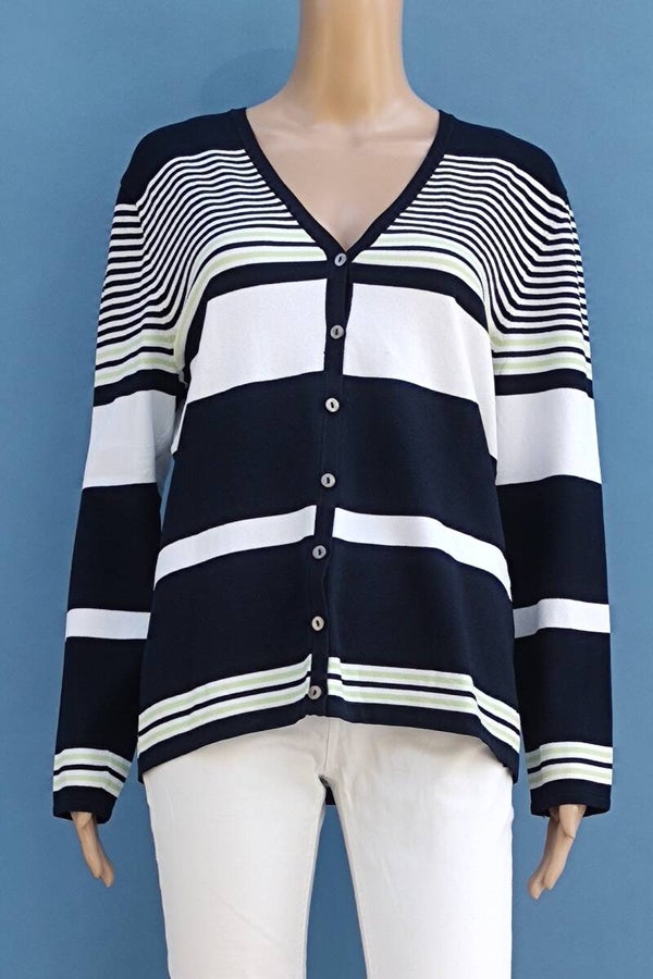 Gerry Weber Strickjacke schwarz/weiß gestreift Gr. XL (42)