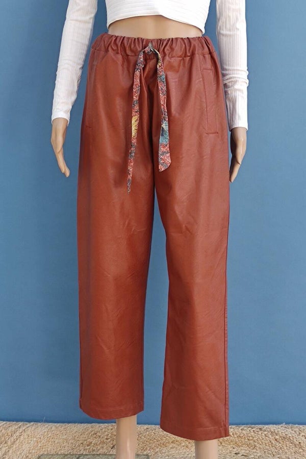 Wu´Side Lederimitat Hose braun Gr. S (36)