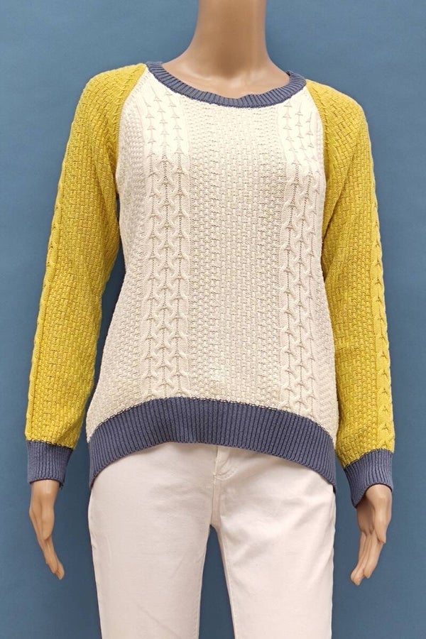 Ecko Unltd Strickpullover weiß/gelb/blau Gr. S (36)