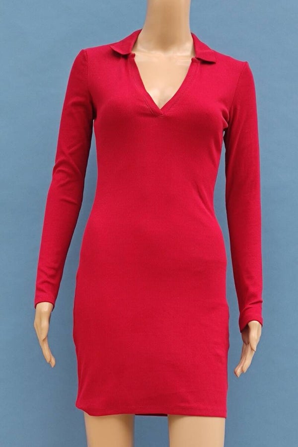 Zara Kleid langarm rot Gr. S (36)